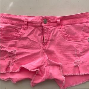 Pink low rise jean shorts